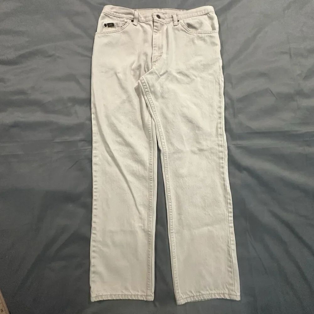 Vintage Lee Jeans Mens 36x32 High Rise Straight Leg Khaki Denim USA 90s